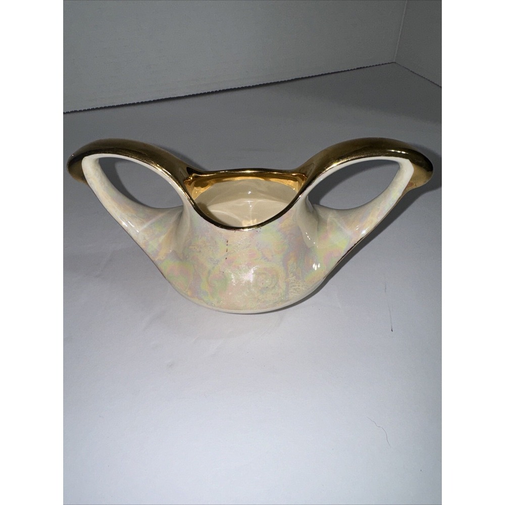 Vtg 22 Karat Gold Leaf Creamer & Open Sugar Pearl China Co 1950's Lusterware - Picture 11 of 11